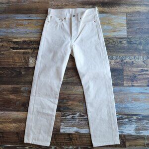 NEW Levi's Big E Sample Not For Resale Button-Fly Straight Jeans Natural Beige